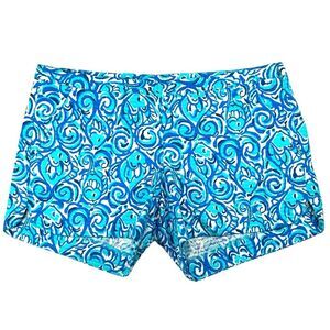 Lilly Pulitzer Adie Side Zip Shorts Blue Chasing Tail Print Resort White Size 2